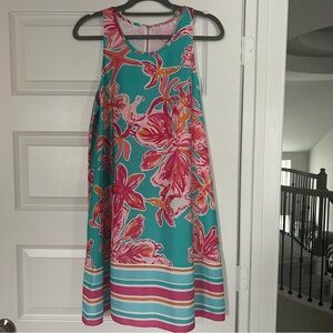 Lilly Pulitzer Wright Sea Blue Via Sunny Engineered Swing Trapeze Dress